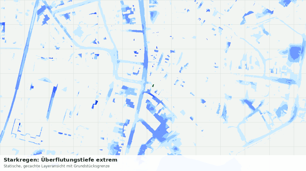 Statische Kartenansicht: Starkregen: Überflutungstiefe extrem