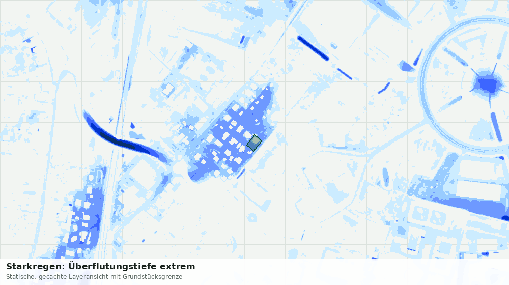 Statische Kartenansicht: Starkregen: Überflutungstiefe extrem