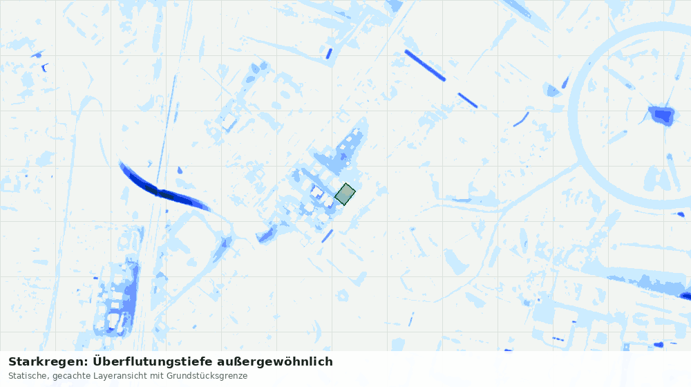 Statische Kartenansicht: Starkregen: Überflutungstiefe außergewöhnlich