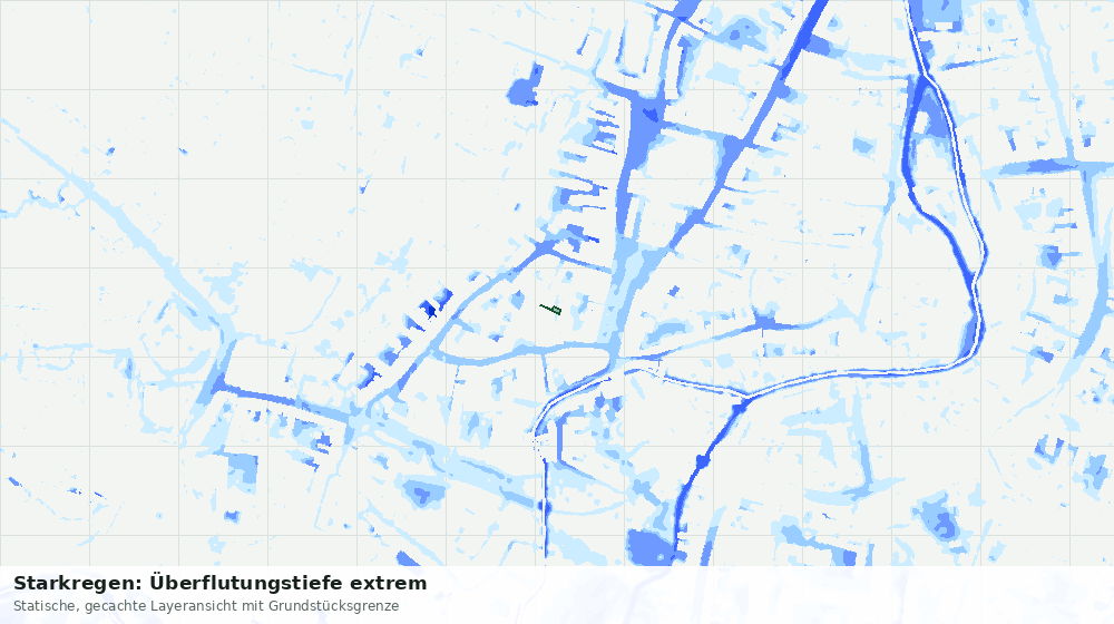 Statische Kartenansicht: Starkregen: Überflutungstiefe extrem
