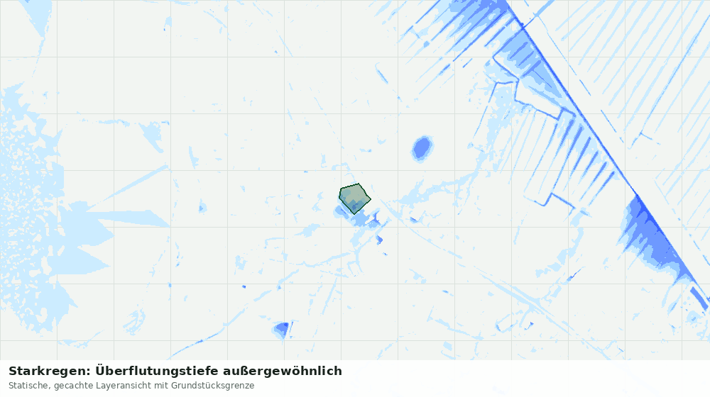 Statische Kartenansicht: Starkregen: Überflutungstiefe außergewöhnlich