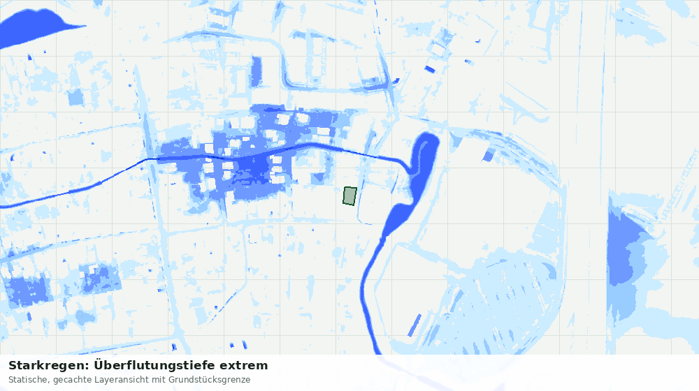 Statische Kartenansicht: Starkregen: Überflutungstiefe extrem
