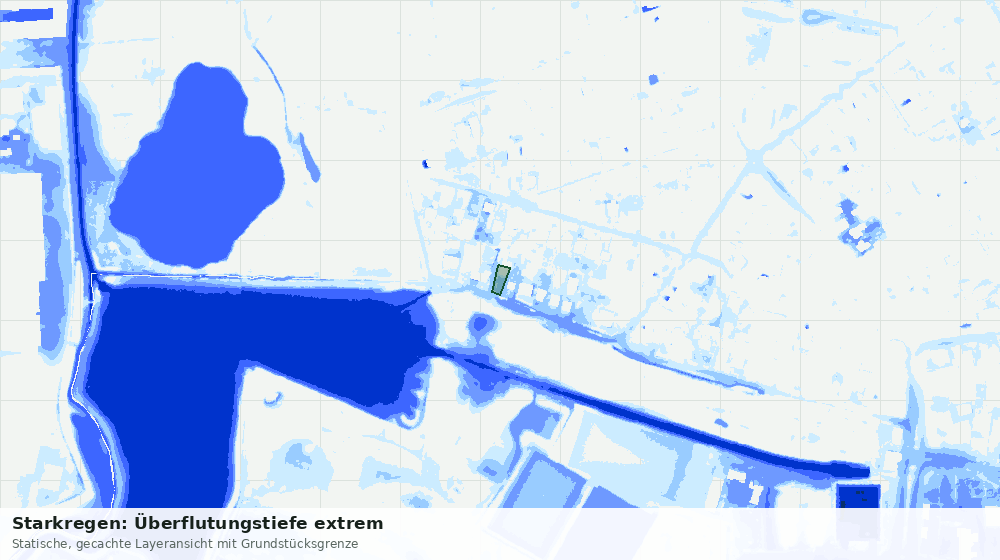 Statische Kartenansicht: Starkregen: Überflutungstiefe extrem
