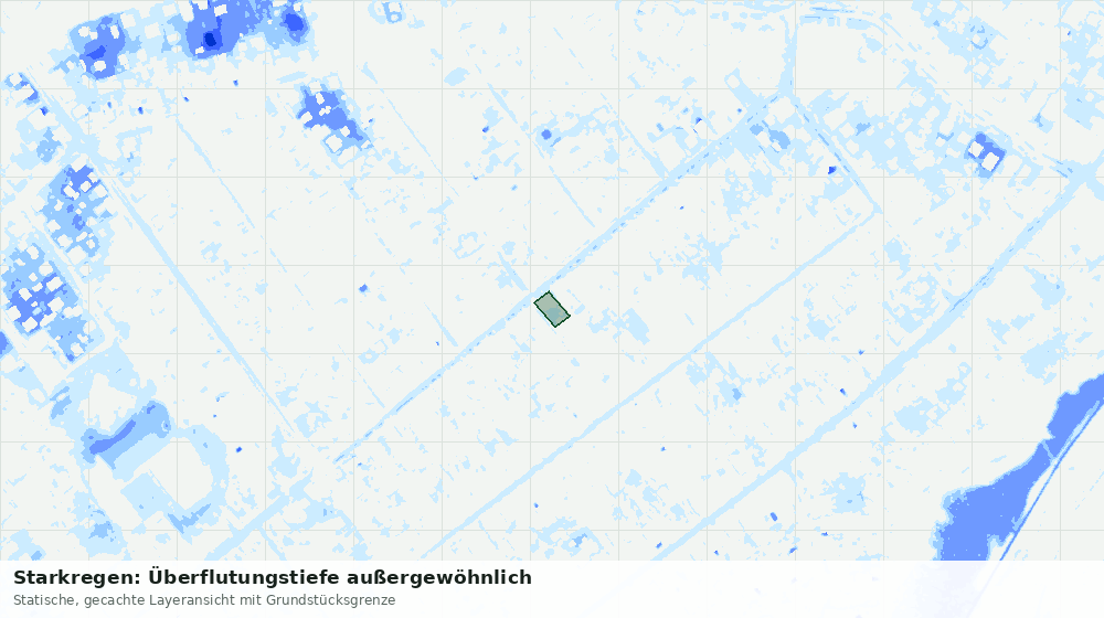 Statische Kartenansicht: Starkregen: Überflutungstiefe außergewöhnlich