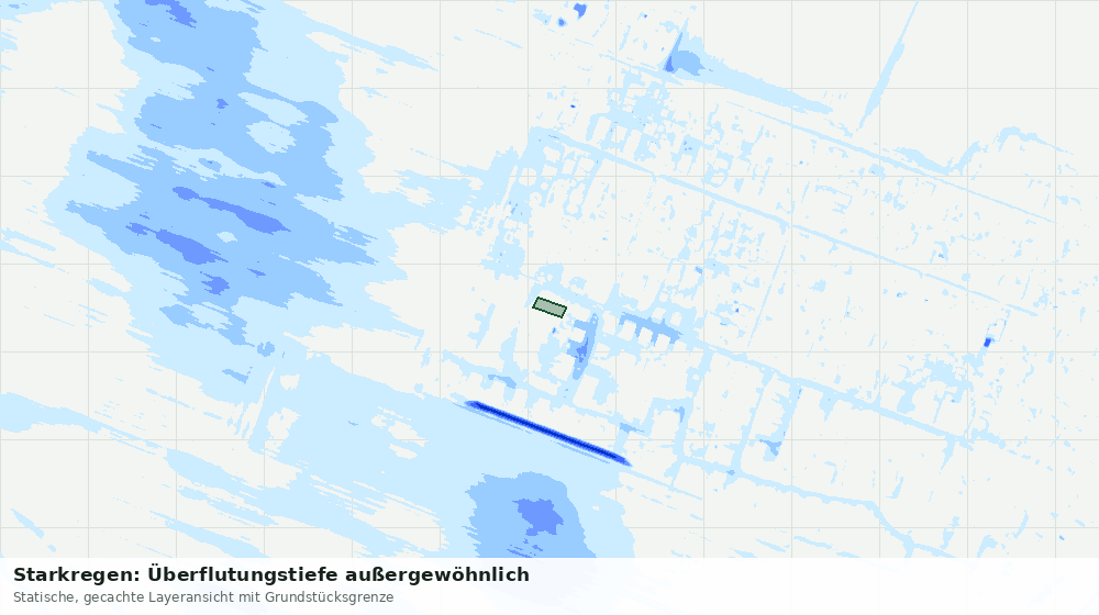 Statische Kartenansicht: Starkregen: Überflutungstiefe außergewöhnlich
