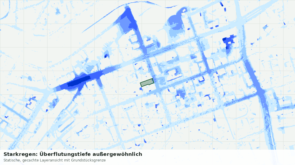 Statische Kartenansicht: Starkregen: Überflutungstiefe außergewöhnlich