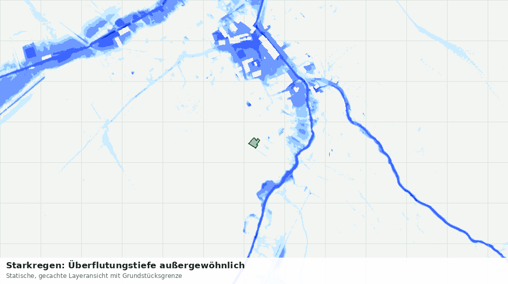 Statische Kartenansicht: Starkregen: Überflutungstiefe außergewöhnlich