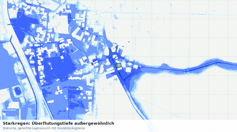 Statische Kartenansicht: Starkregen: Überflutungstiefe außergewöhnlich