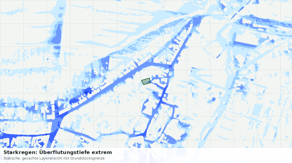 Statische Kartenansicht: Starkregen: Überflutungstiefe extrem