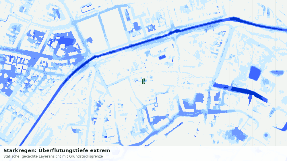 Statische Kartenansicht: Starkregen: Überflutungstiefe extrem