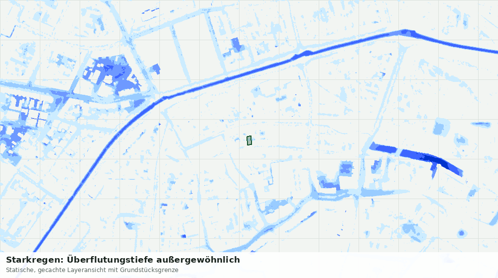 Statische Kartenansicht: Starkregen: Überflutungstiefe außergewöhnlich
