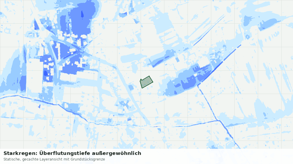 Statische Kartenansicht: Starkregen: Überflutungstiefe außergewöhnlich