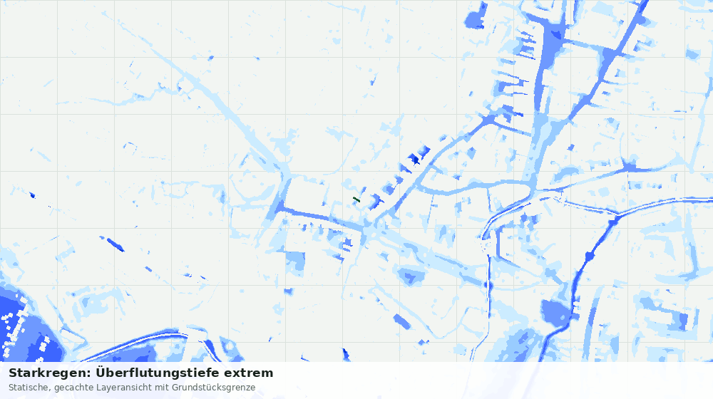 Statische Kartenansicht: Starkregen: Überflutungstiefe extrem