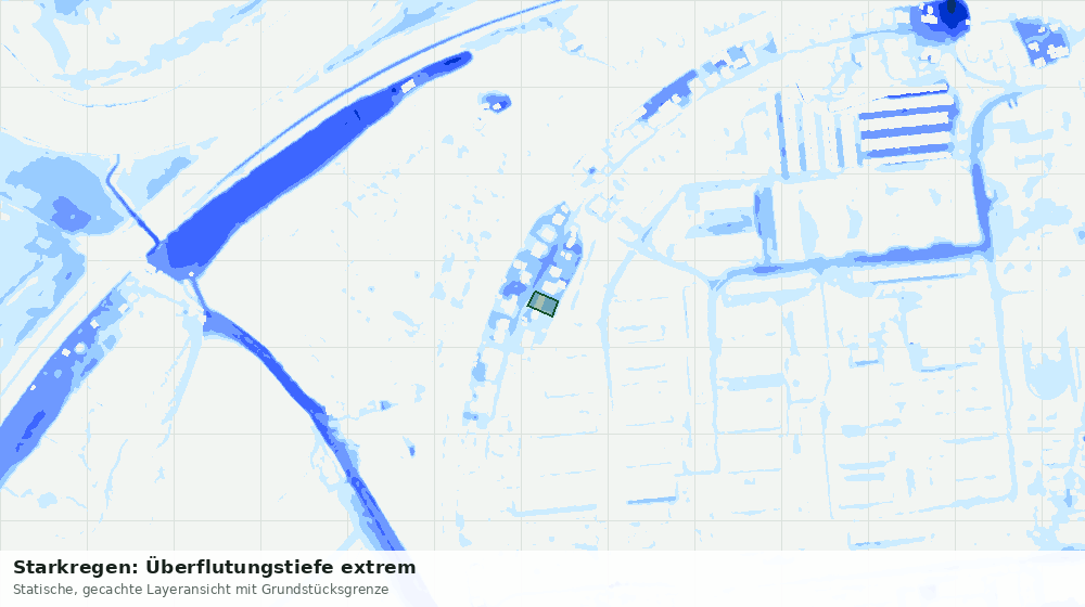 Statische Kartenansicht: Starkregen: Überflutungstiefe extrem