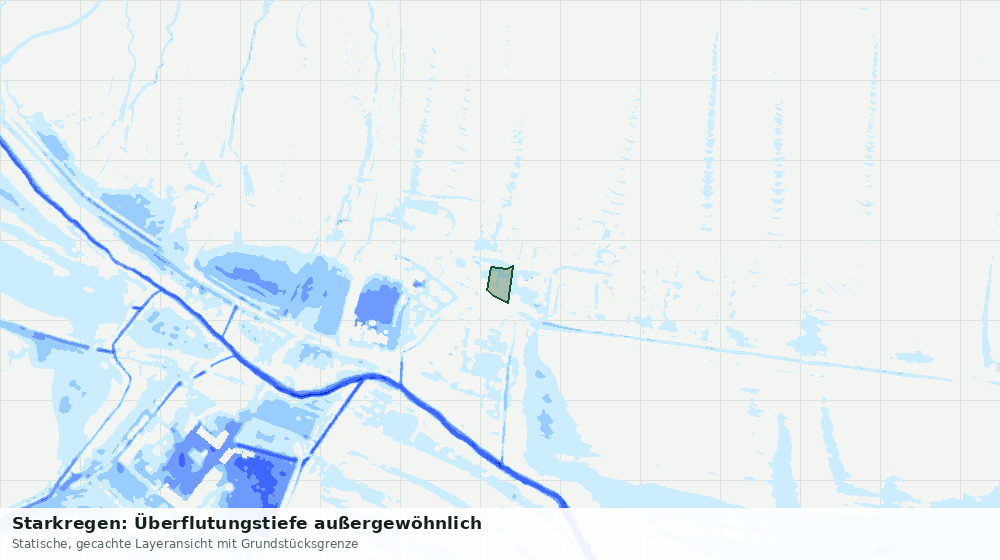 Statische Kartenansicht: Starkregen: Überflutungstiefe außergewöhnlich