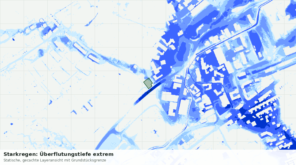 Statische Kartenansicht: Starkregen: Überflutungstiefe extrem