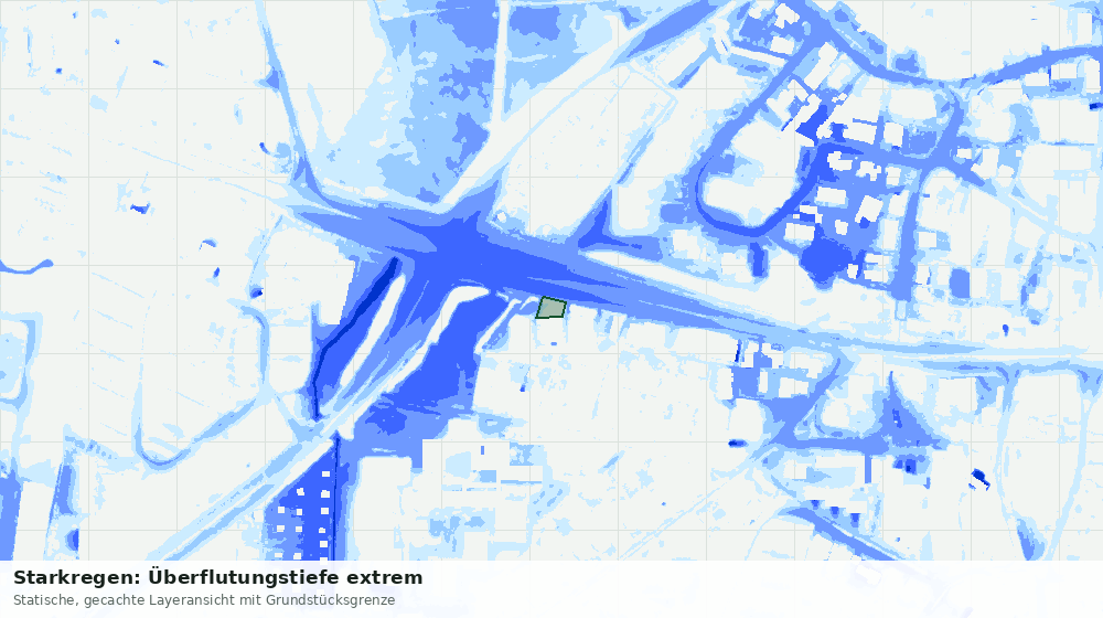 Statische Kartenansicht: Starkregen: Überflutungstiefe extrem