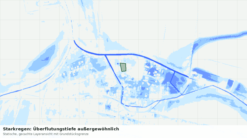 Statische Kartenansicht: Starkregen: Überflutungstiefe außergewöhnlich