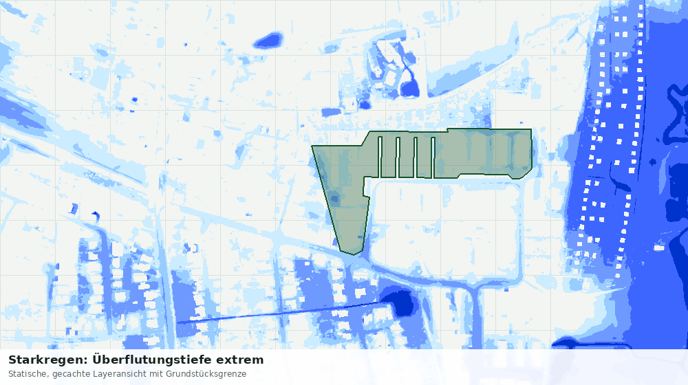 Statische Kartenansicht: Starkregen: Überflutungstiefe extrem