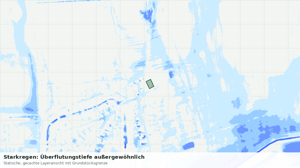 Statische Kartenansicht: Starkregen: Überflutungstiefe außergewöhnlich