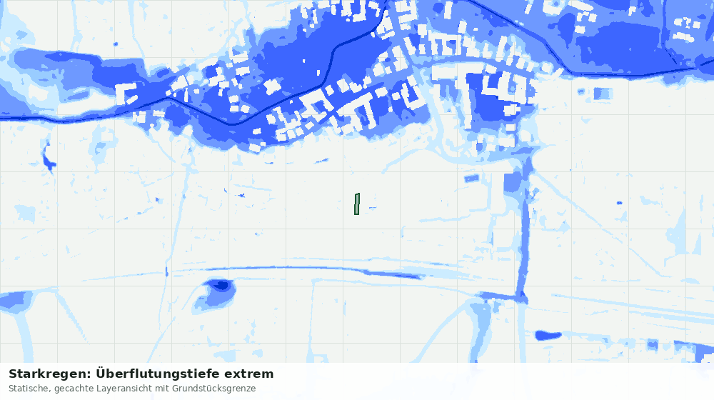 Statische Kartenansicht: Starkregen: Überflutungstiefe extrem