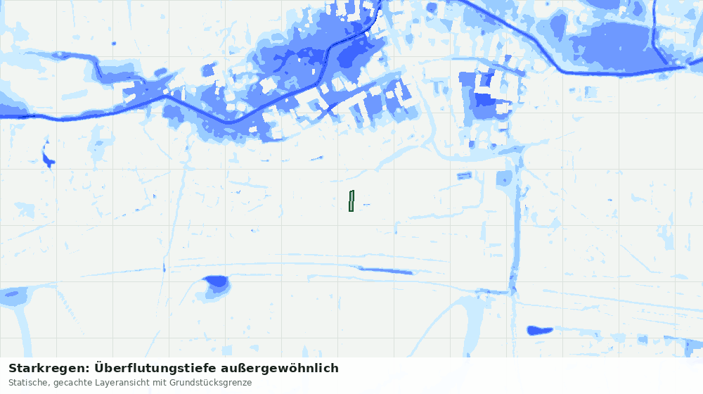 Statische Kartenansicht: Starkregen: Überflutungstiefe außergewöhnlich