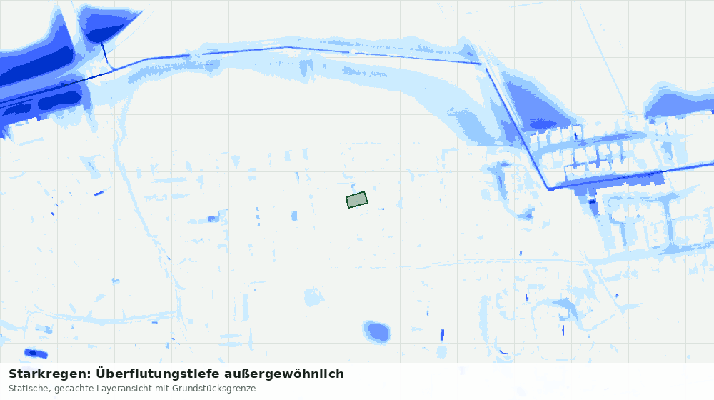 Statische Kartenansicht: Starkregen: Überflutungstiefe außergewöhnlich