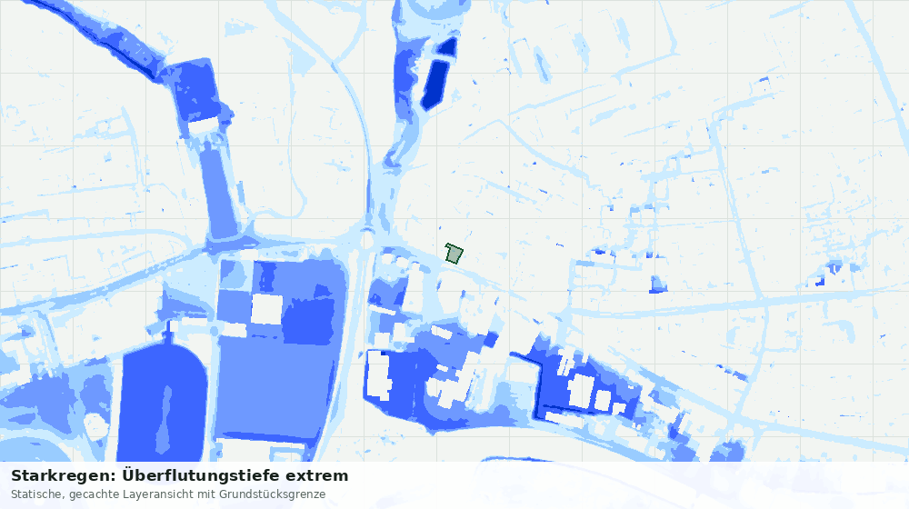 Statische Kartenansicht: Starkregen: Überflutungstiefe extrem