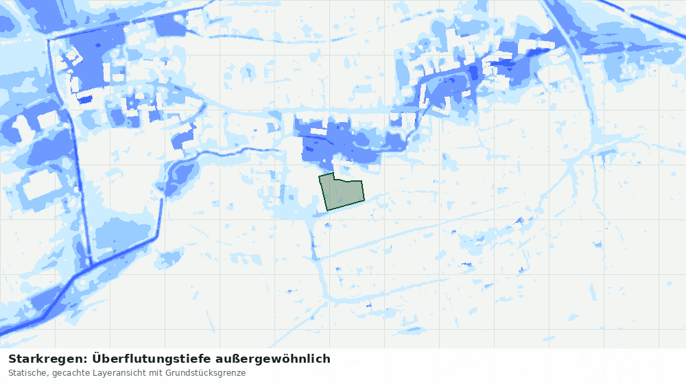 Statische Kartenansicht: Starkregen: Überflutungstiefe außergewöhnlich
