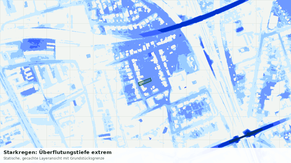 Statische Kartenansicht: Starkregen: Überflutungstiefe extrem