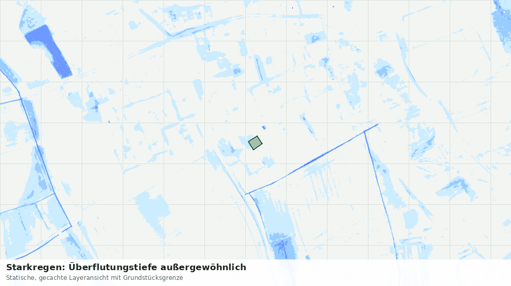 Statische Kartenansicht: Starkregen: Überflutungstiefe außergewöhnlich