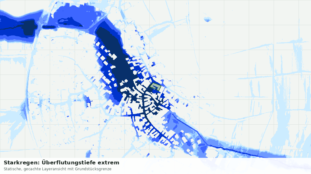 Statische Kartenansicht: Starkregen: Überflutungstiefe extrem