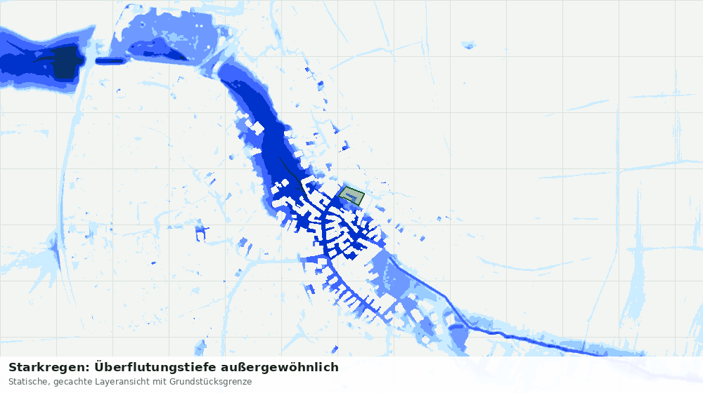 Statische Kartenansicht: Starkregen: Überflutungstiefe außergewöhnlich
