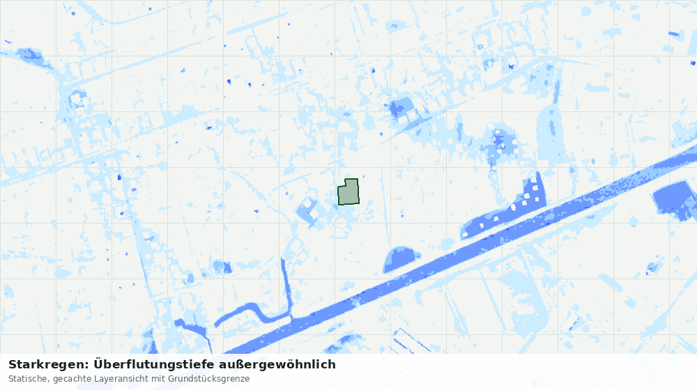 Statische Kartenansicht: Starkregen: Überflutungstiefe außergewöhnlich