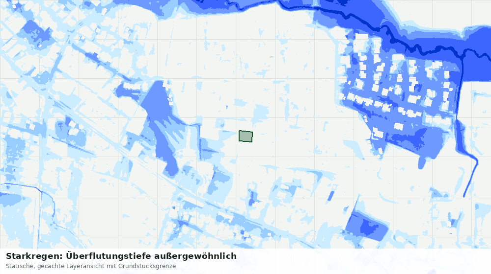 Statische Kartenansicht: Starkregen: Überflutungstiefe außergewöhnlich