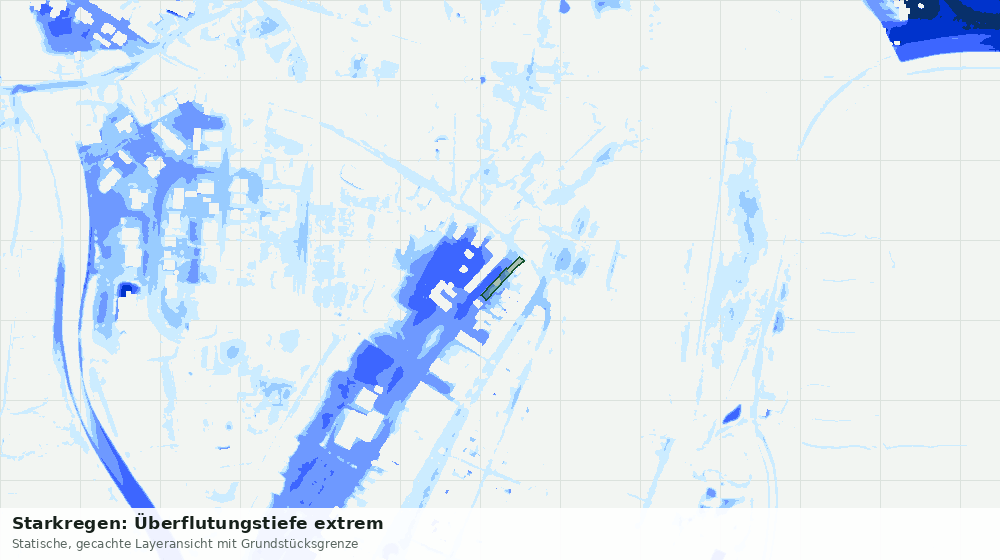 Statische Kartenansicht: Starkregen: Überflutungstiefe extrem