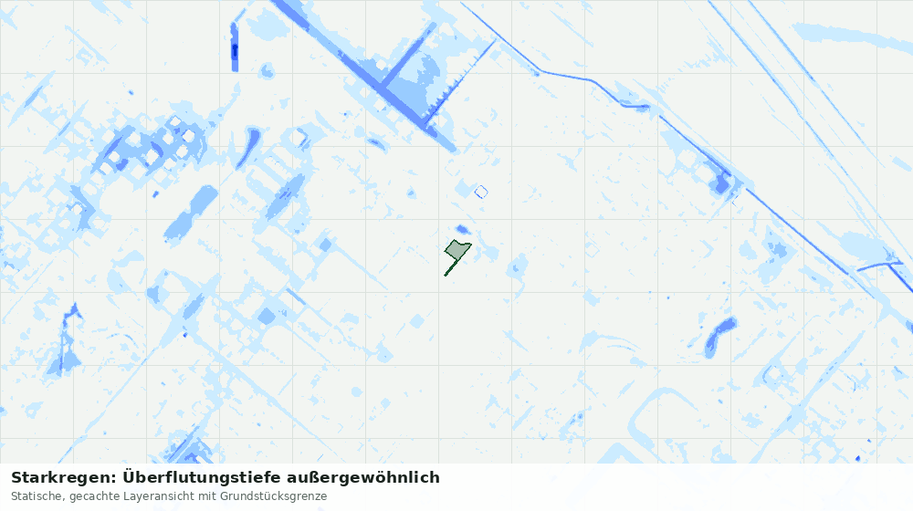 Statische Kartenansicht: Starkregen: Überflutungstiefe außergewöhnlich