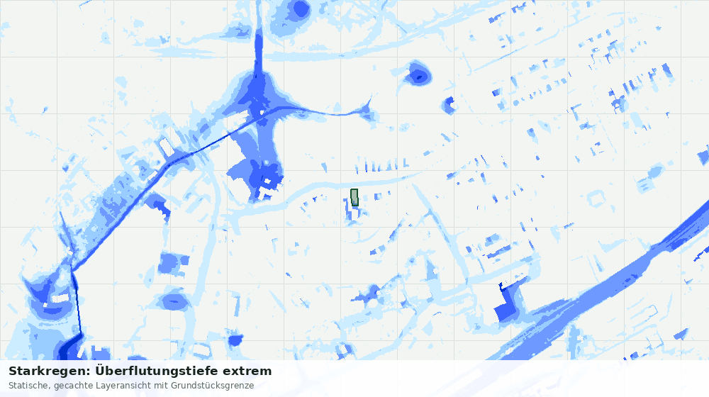 Statische Kartenansicht: Starkregen: Überflutungstiefe extrem