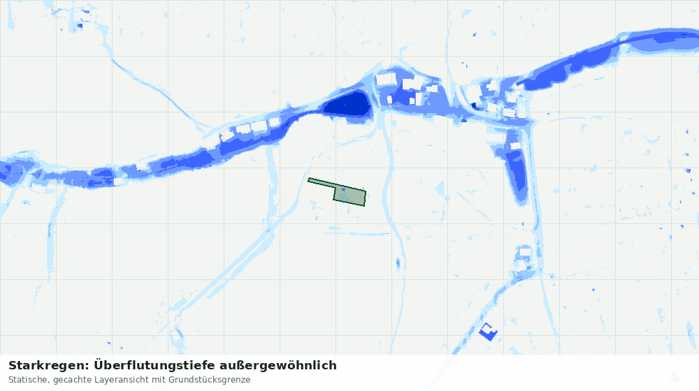 Statische Kartenansicht: Starkregen: Überflutungstiefe außergewöhnlich