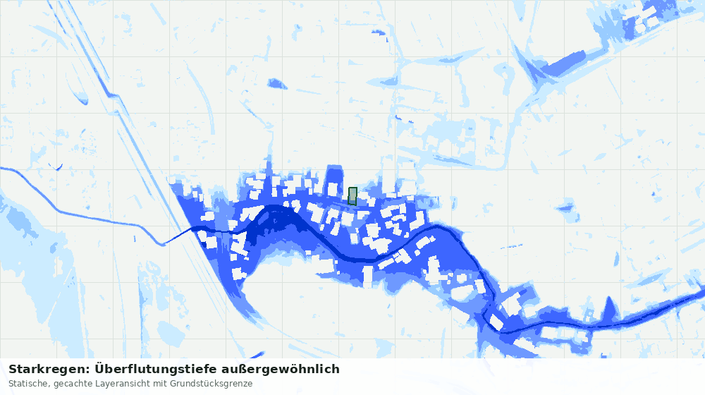 Statische Kartenansicht: Starkregen: Überflutungstiefe außergewöhnlich