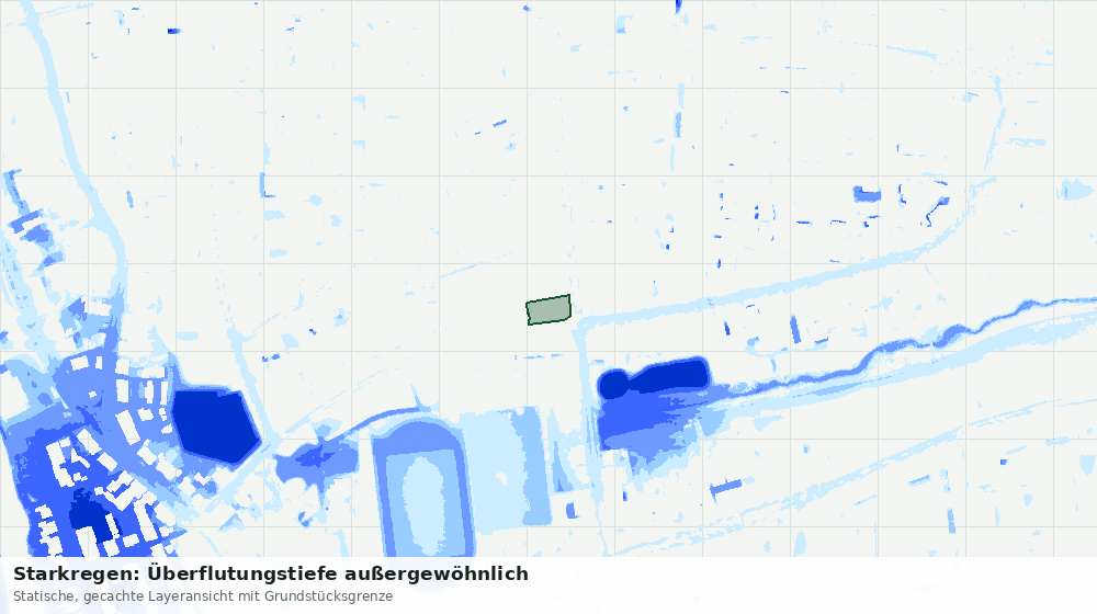 Statische Kartenansicht: Starkregen: Überflutungstiefe außergewöhnlich