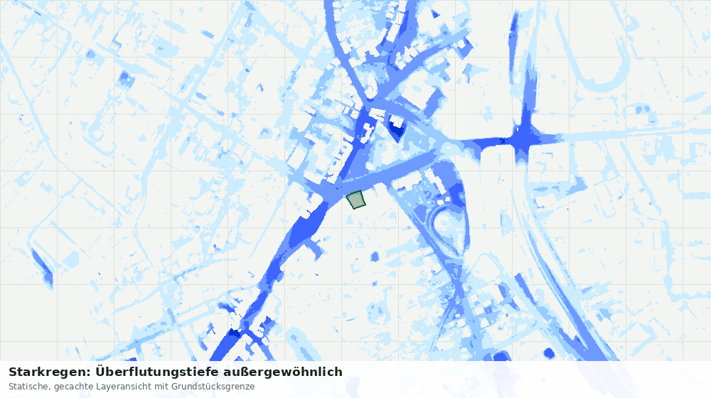 Statische Kartenansicht: Starkregen: Überflutungstiefe außergewöhnlich