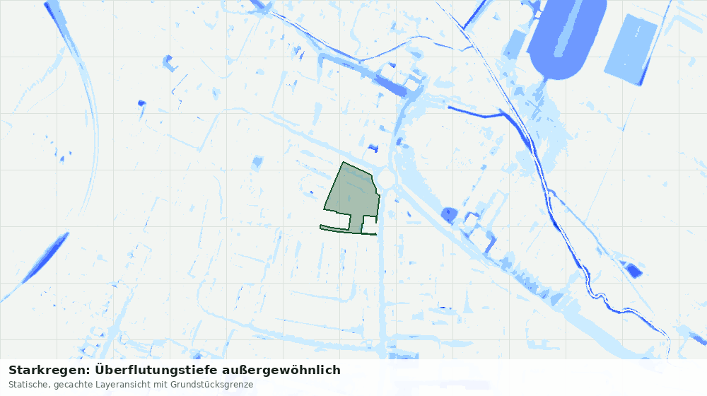 Statische Kartenansicht: Starkregen: Überflutungstiefe außergewöhnlich