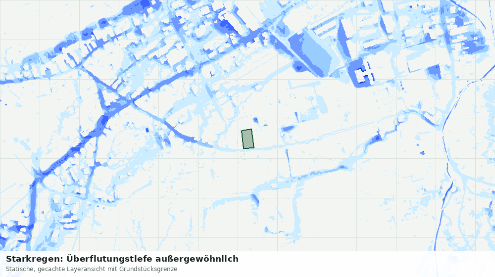 Statische Kartenansicht: Starkregen: Überflutungstiefe außergewöhnlich