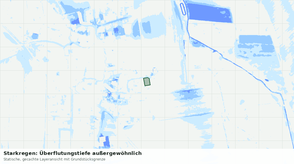 Statische Kartenansicht: Starkregen: Überflutungstiefe außergewöhnlich
