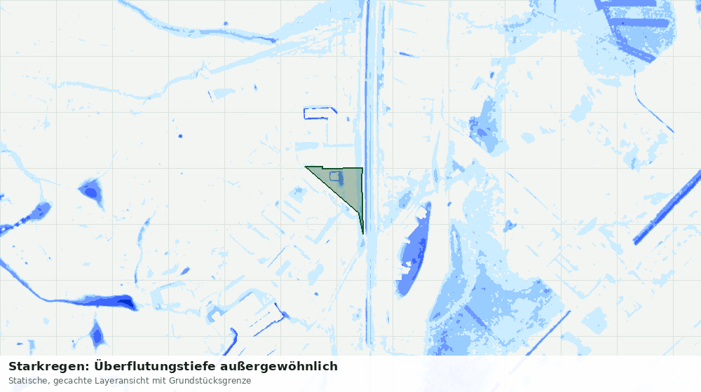 Statische Kartenansicht: Starkregen: Überflutungstiefe außergewöhnlich