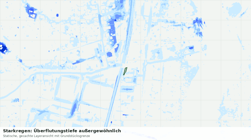 Statische Kartenansicht: Starkregen: Überflutungstiefe außergewöhnlich