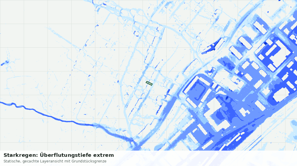 Statische Kartenansicht: Starkregen: Überflutungstiefe extrem