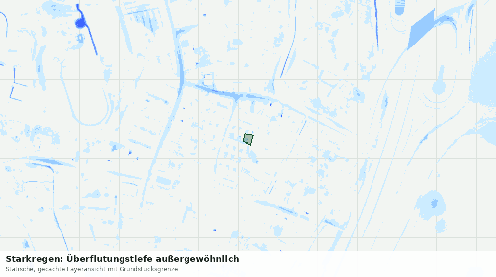 Statische Kartenansicht: Starkregen: Überflutungstiefe außergewöhnlich