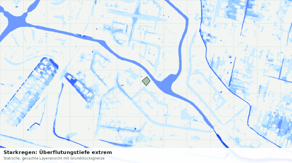 Statische Kartenansicht: Starkregen: Überflutungstiefe extrem